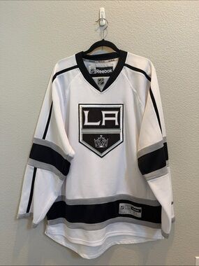 LA Kings Reebok Men’s White Black & Gray Hockey Sweater Jersey